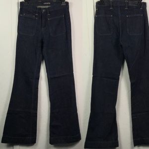 LaCoste dark wash boho flare bottom denim jean